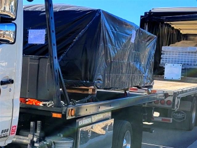 flatbed truck loading unloading trailer